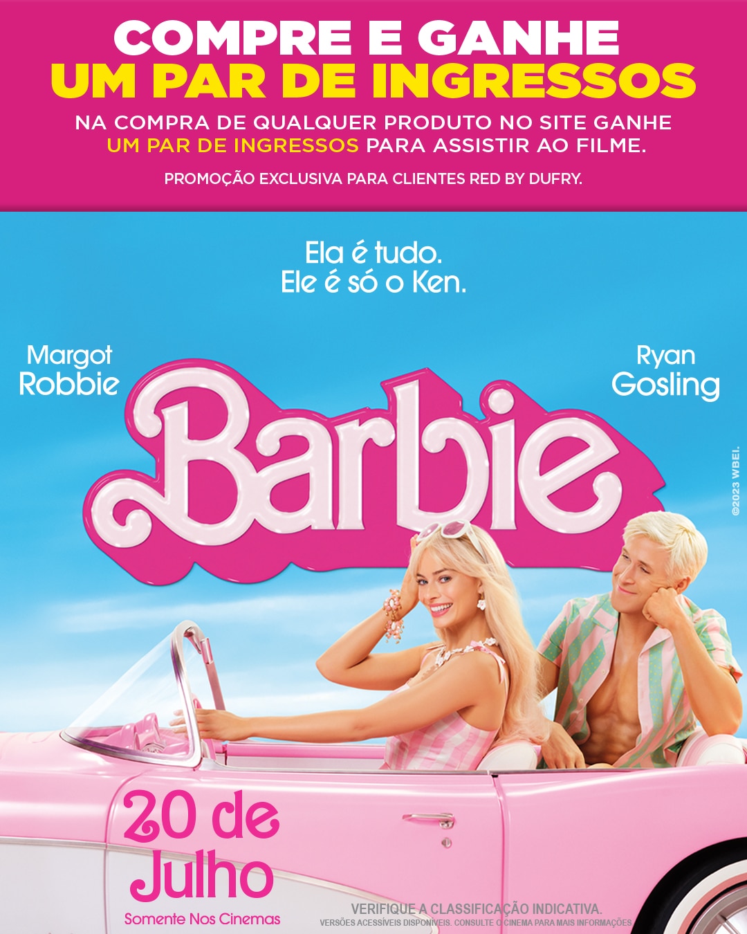 Filme da Barbie é exibido em três salas do Cine Araújo do Shopping